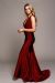 Main image of Satin Fitted V Neck Prom Dress